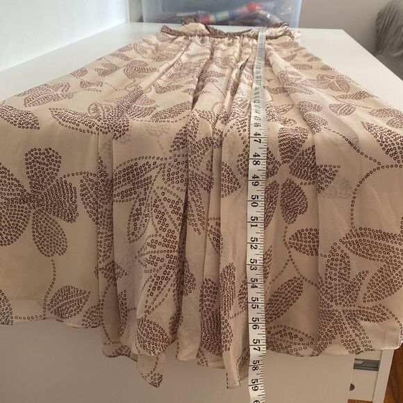 BCBG Beaded Cream & Brown Floral Silk Gown Size 2 - Picture 15 of 16